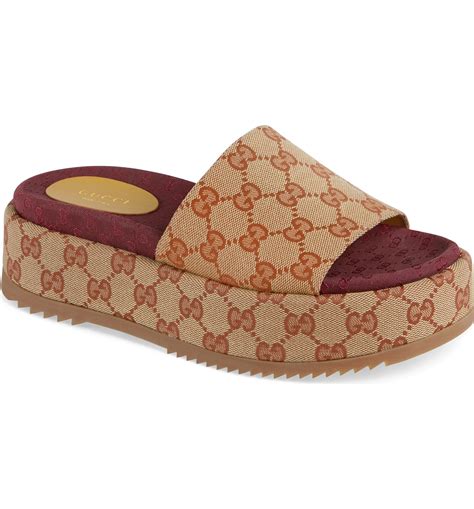 gucci slides burgundy|gucci canvas slide sandals.